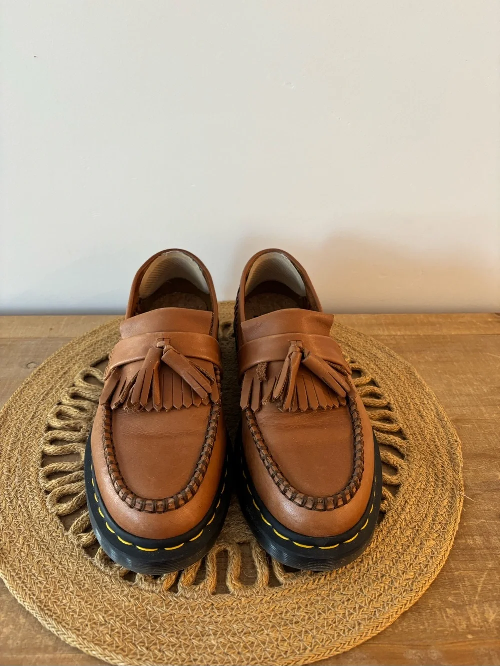 Brown Leather Tassel Loafers W7 - Picture 2 of 7